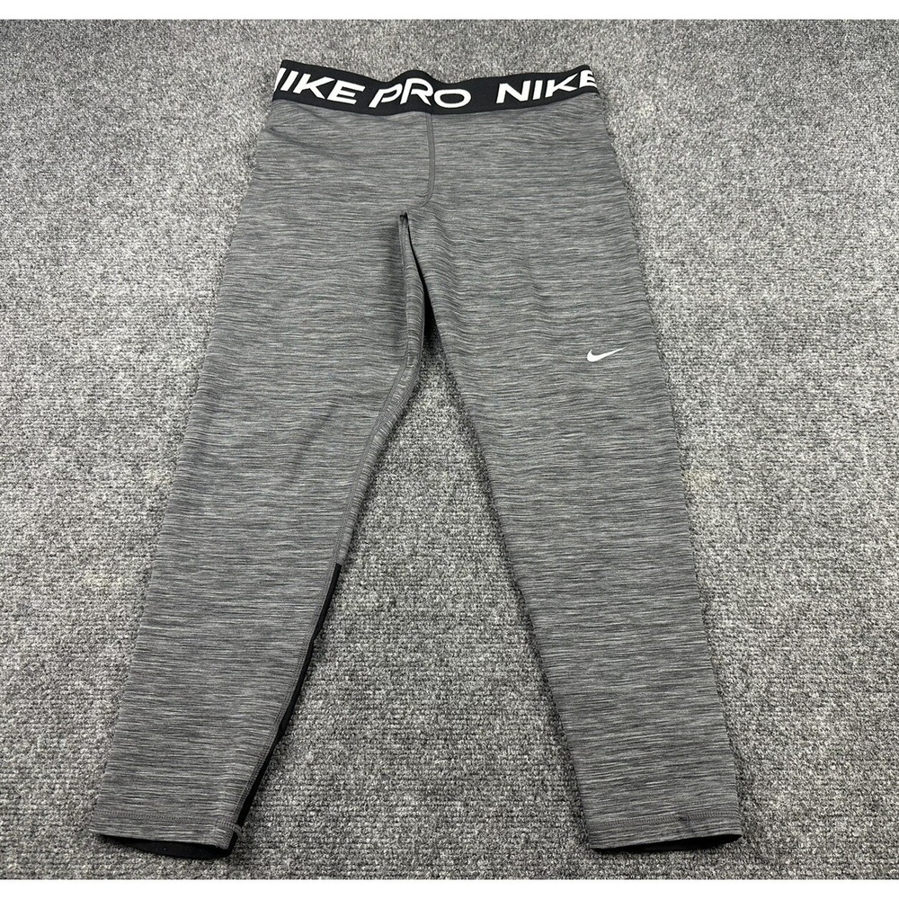Nike Pro Compression Pants Sz Medium Grey Blue Athletic Running Yoga Workout